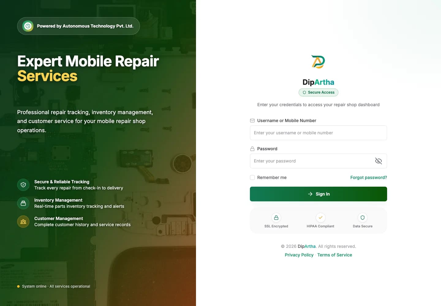 Autonomous Repair website preview