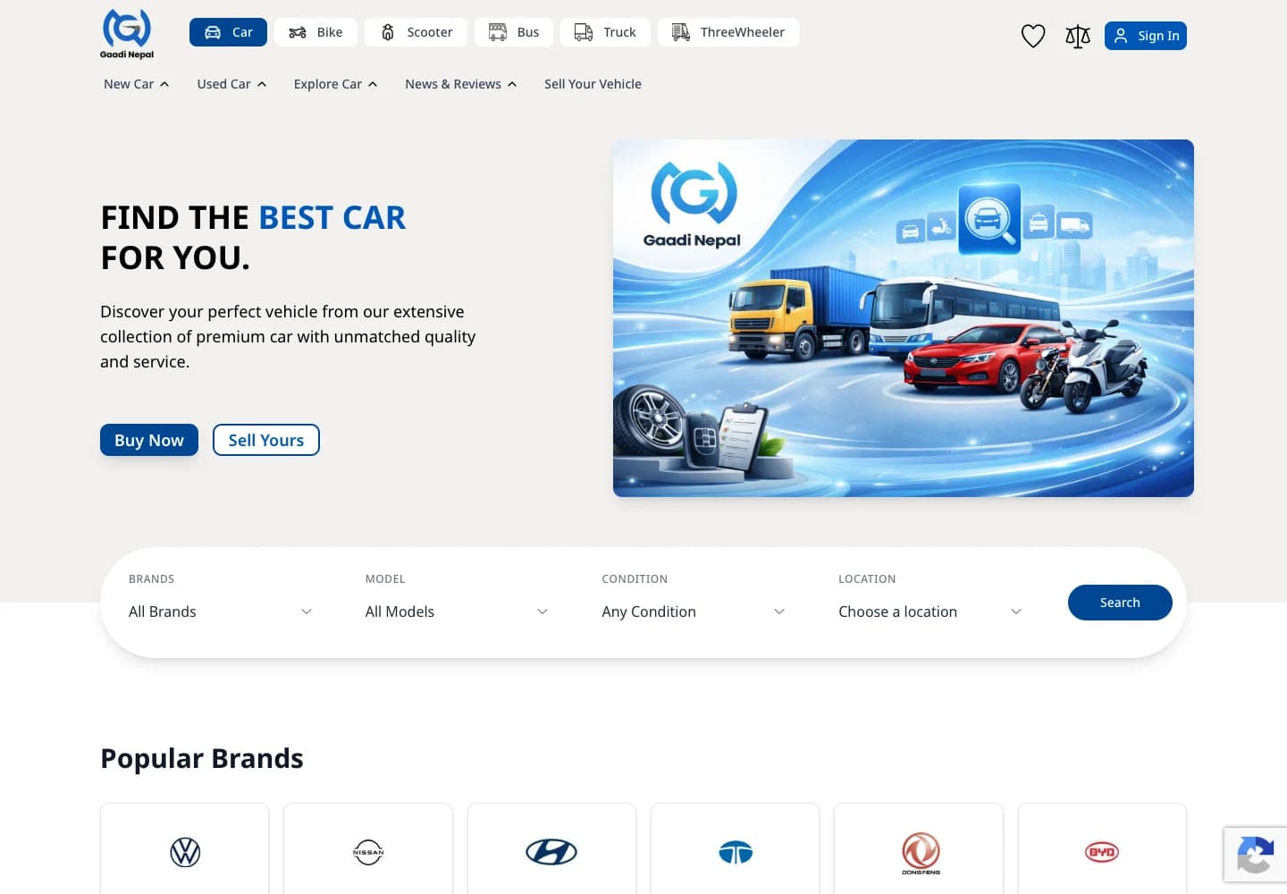 Gaadi Nepal website preview